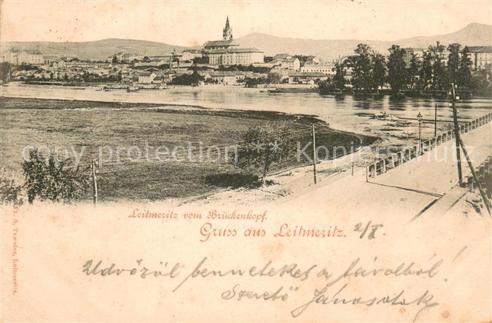 Leitmeritz Litomerice Nordboehmen Blick vom Brueckenkopf