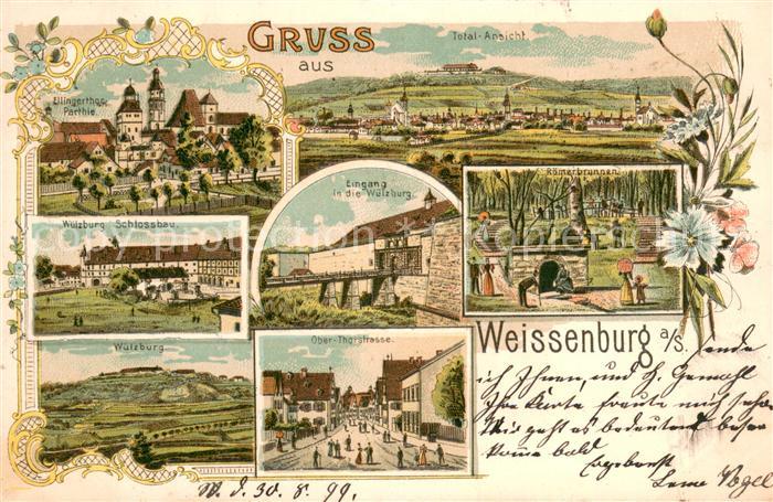 Weissenburg 67 Alsace Ellingerthor Parthie Wuelzburg Schlossbau Eingang Wuelzbur