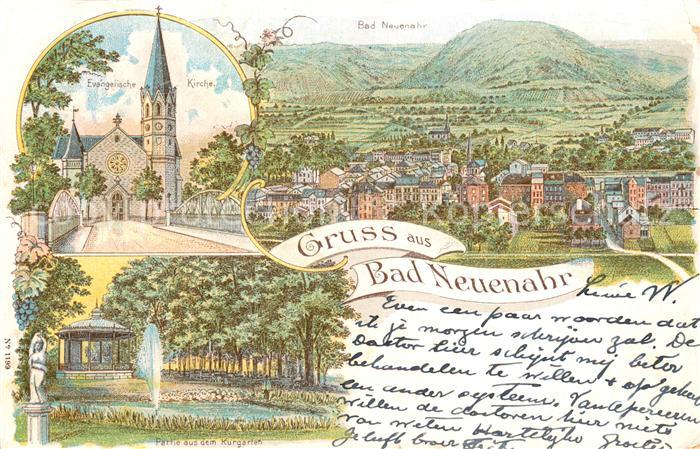 Bad Neuenahr-Ahrweiler Ev Kirche Partie aus dem Kurgarten