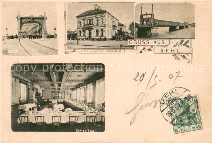 Kehl Rhein Rheinbruecke Hotel zur Blume Speisesaal