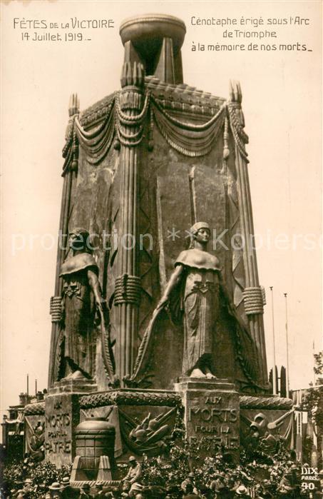 Paris 75 Fetes de la Victoire 14 Juillet 1919 Cenotaphe erige sous l’Arc de Trio