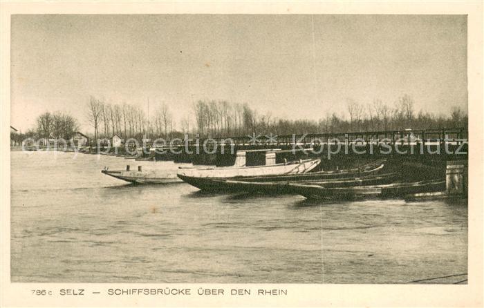 Selz Schiffsbruecke ueber den Rhein