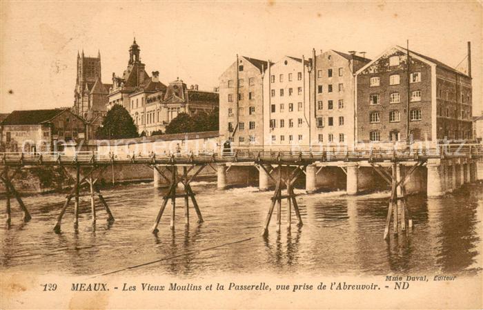 Meaux 77 Les Vieux Moulins et la Passerelle vue prise de l'Abreuvoir