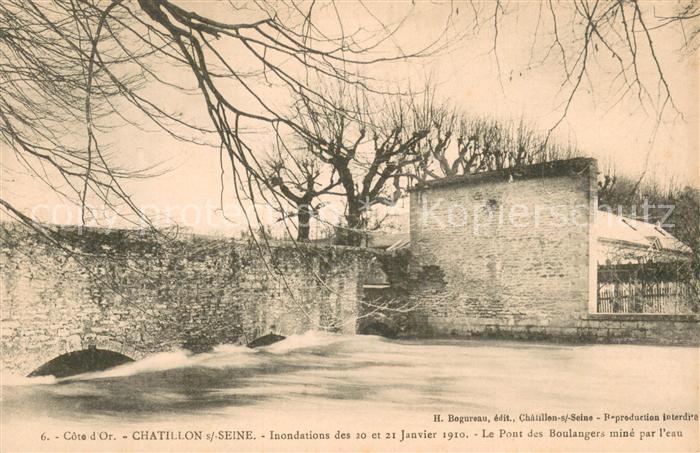 Chatillon-sur-Seine Inondations des Janvier 1910 Le Pont des Boulangers mine par