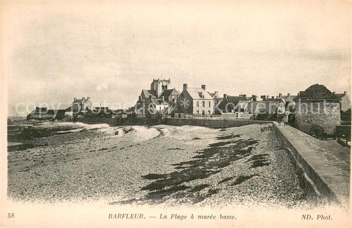 Barfleur Manche La Plage a maree basse