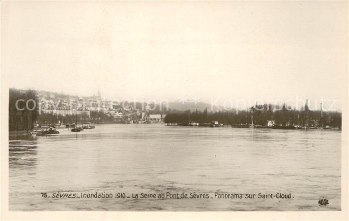 Sevres La Seine au Pont de Sevres Panorama sur Saint Cloud