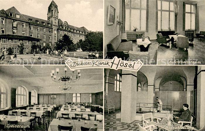 Hoesel Diabetes Klinik Aufenthaltsraum Speiseraum Badeabteilung