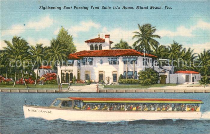 Miami Beach Sightseeing Boat Passing Fred Snite Jrs Home
