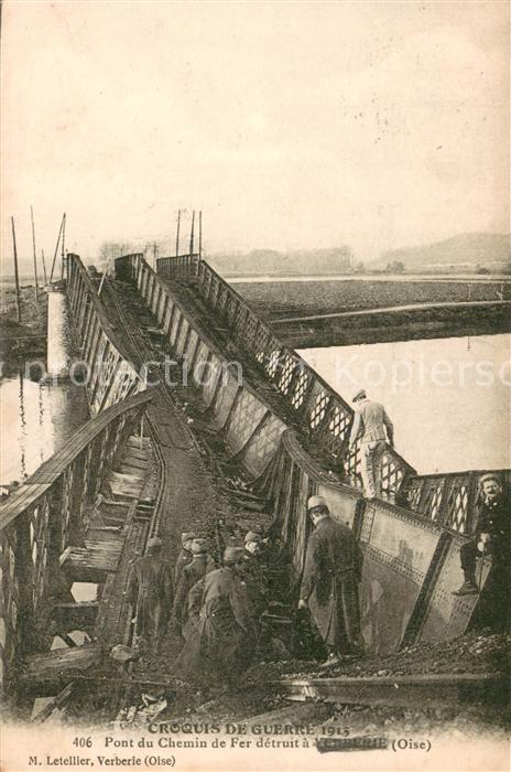 Verberie Pont du Chemin de Fer detruit a Verberi