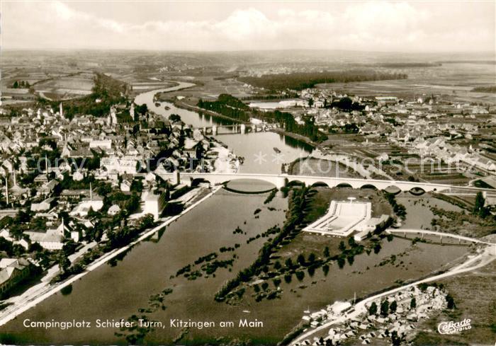 Kitzingen Main Campingplatz Schiefer Turm Fliegeraufnahme