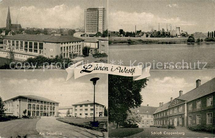 Luenen UNNA NRW Marienkirche und Rathaus Zeche Viktoria Am Stadtbad Schloss Cap
