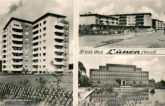 Luenen UNNA NRW Hochhaus Moltkestrasse Partie am Friedrichshof Berufsschule