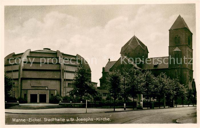 Wanne-Eickel Stadthalle und St Josephs Kirche
