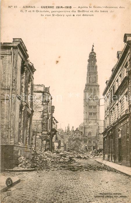 Arras Pas-de-Calais 62 Apres le Bombardement Rue St Gery qui a ete detruit
