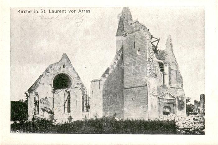 Saint-Laurent-Blangy Zerstoerte Kirche in WK1