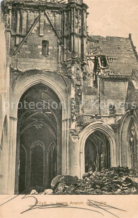 Roye Somme 80 Inner Ansicht der zerstoerten Kirche
