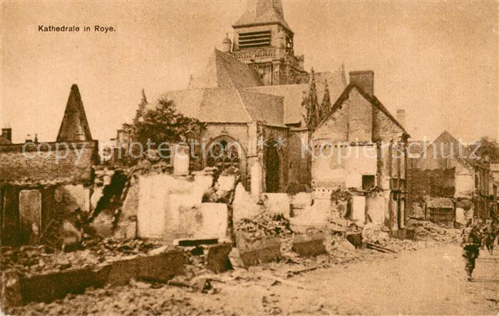 Roye Somme 80 Kathedrale nach Zerstoerung in WK1