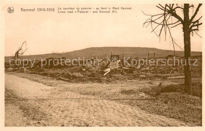 Kemmel Belgium Le carrefour du pompier au fond le Mont Kemmel