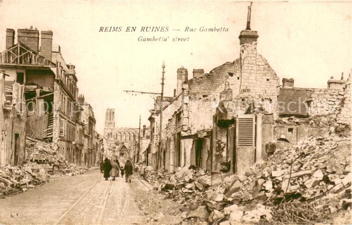Reims 51 en ruines Rue Gambetta