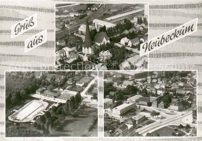 Neubeckum Fliegeraufnahmen mit Kirche und Schwimmbad