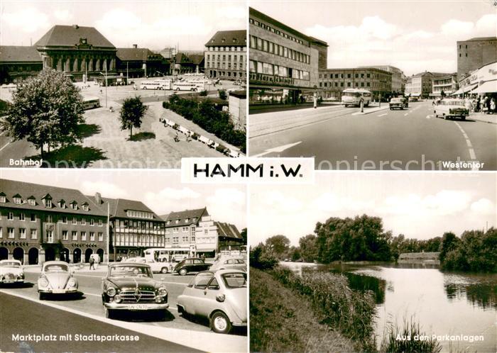 Hamm Westfalen Bahnhof Westentor Marktplatz mit Sparkasse Parkanlagen
