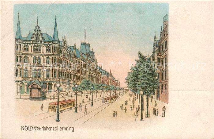 Koeln Rhein Blick vom Hohenzollernring Strassenbahn