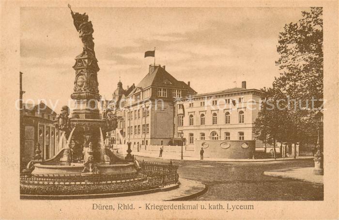 Dueren Rheinland Kriegerdenkmal und kath Lyceum
