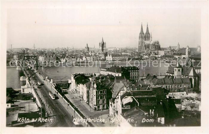 Koeln Rhein Haengebruecke St Martin Dom