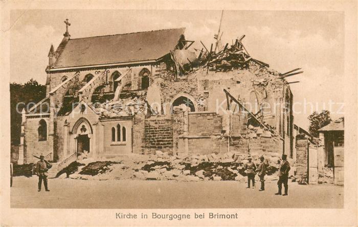 Bourgogne Marne Zerstoerte Kirche in WK1