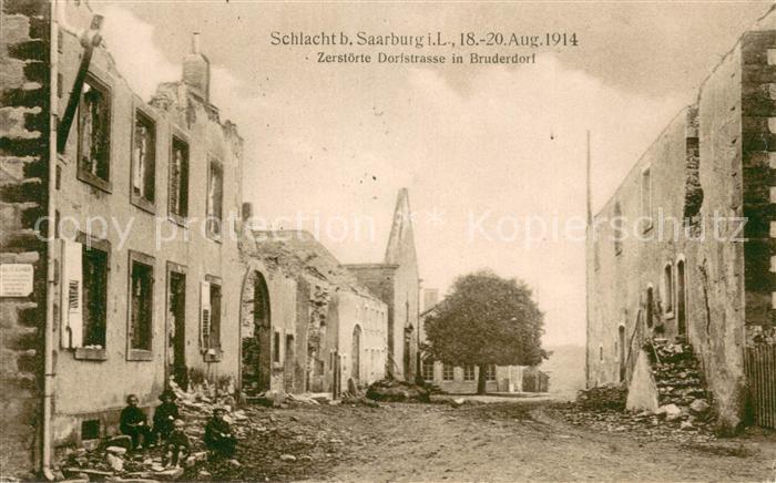 Saarburg Lothringen Sarrebourg 57 Zerstoerte Dorfstrasse in Bruderdorf WK1