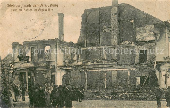 Ortelsburg Ostpreussen nach der Verwuestung durch die Russen im August 1914