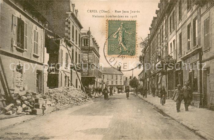 Creil 60 Rue Jean Jaures Maisons bombardees en 1