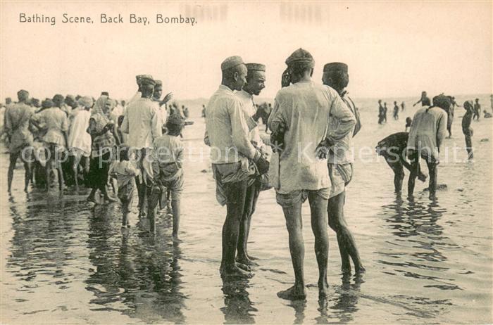 Bombay Mumbai Bathing Scene Back Bay