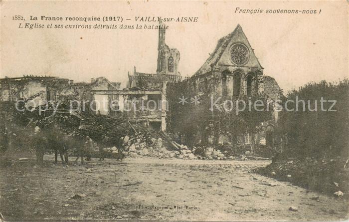 Vailly-sur-Aisne Eglise et ses environs detruits dans la bataille