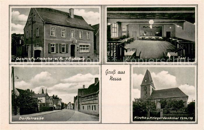 Nessa Teuchern Gasthof FleischereiKurt Rossberg Saal Dorfstrasse Kirche und Krie