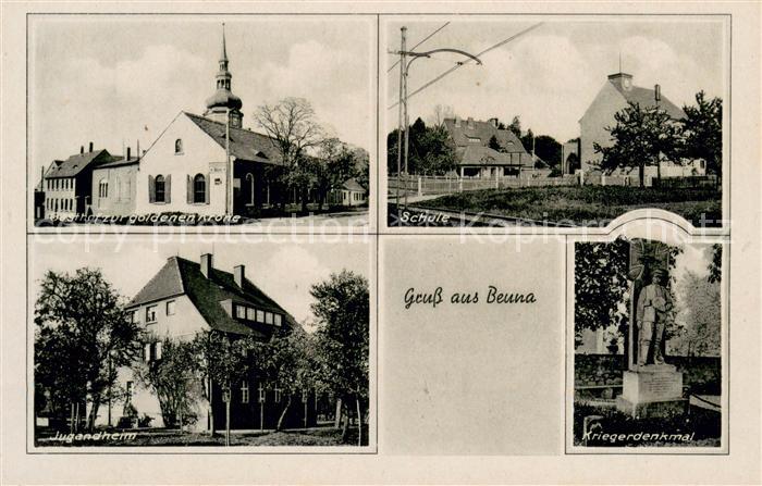 Beuna Geiseltal Gasthof zur Goldenen Krone Schule Jugendheim Kriegerdenkmal