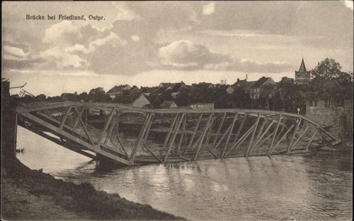 Friedland Boehmen Brücke Zerstört [Ostpreussen] *