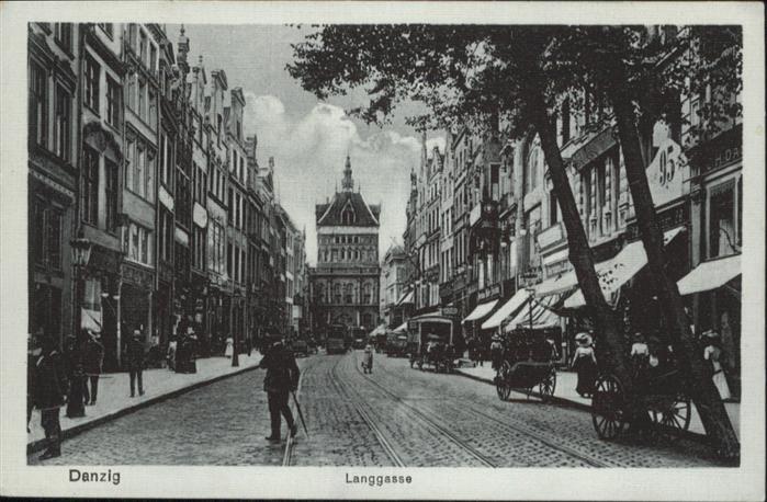 Danzig Westpreussen Danzig Langgasse Kutsche Strassenbahn