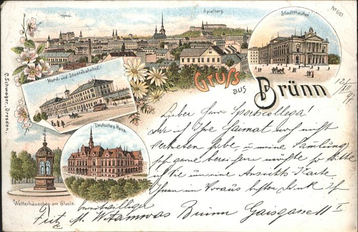 Bruenn Brno Bruenn Spielberg Stadttheater Bahnhof Deutsches Haus