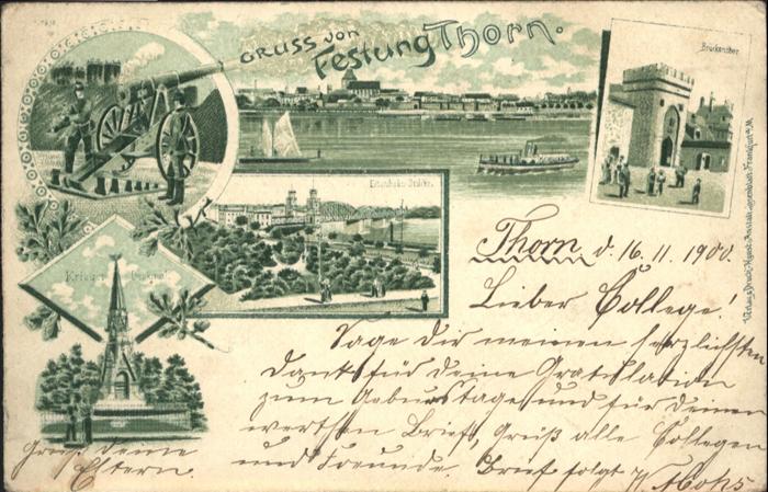 Thorn Westpreussen Torun Brueckenthor Krieger Denkmal Schiff