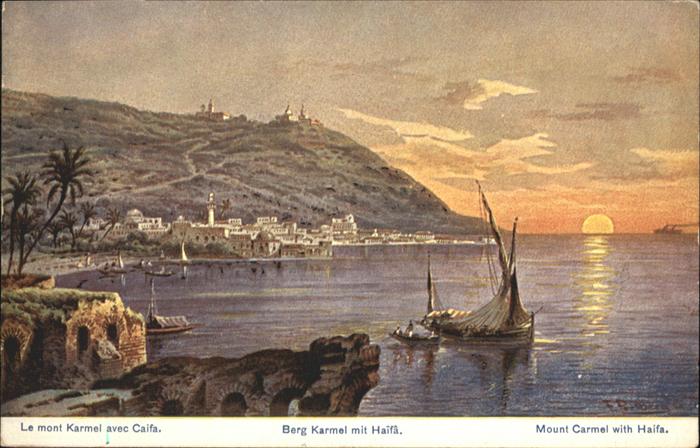 Haifa Caifa Mont Karmel Berg Mount Carmel Kuenstler F. Perlberg