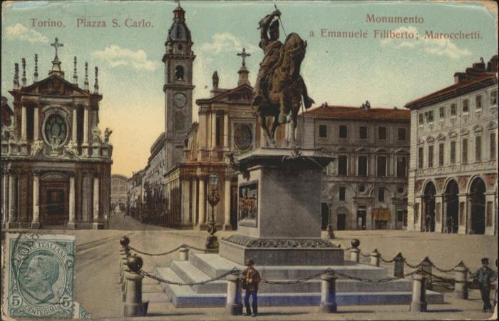 Torino Piazza S Carlo Monumento Emanuele Filib