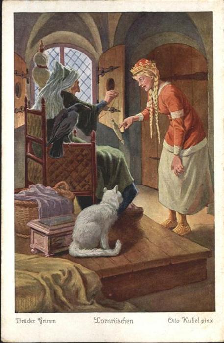 Maerchen Sagen Dornröschen Künstler Otto Kubel Katze S