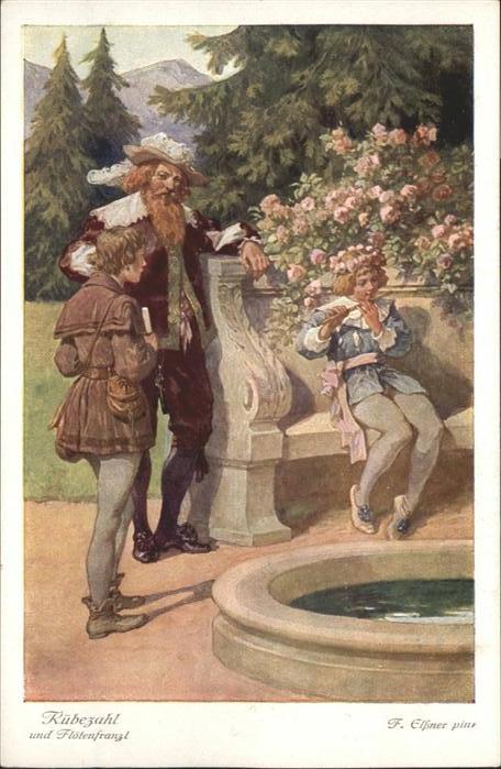 Maerchen Sagen Rübezahl Künstler F. Elssner Flötenfran