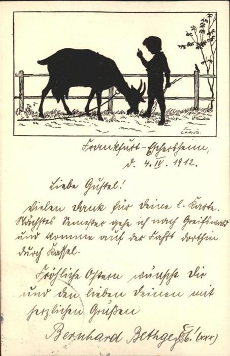 Scherenschnitt Schattenbildkarte Künstler Carus Gaisbock