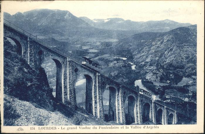 Lourdes Hautes Pyrenees Le grand Viaduc du Funiculaire et la Va