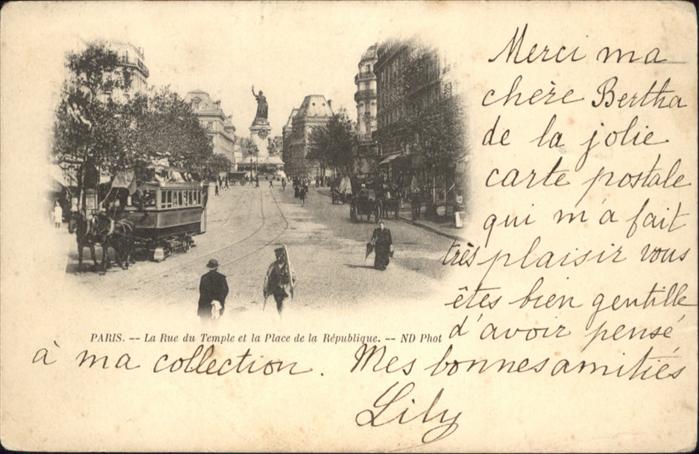 Paris La Rue du Temple Place de la Republique