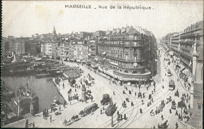 Marseille Bouches-du-Rhone Rue Republice Strassenbahn Kutsche