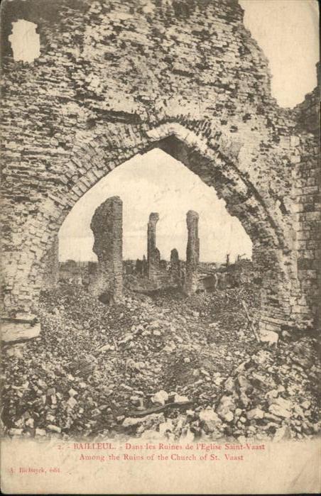 Bailleul Nord Ruines Eglise Saint Vaast