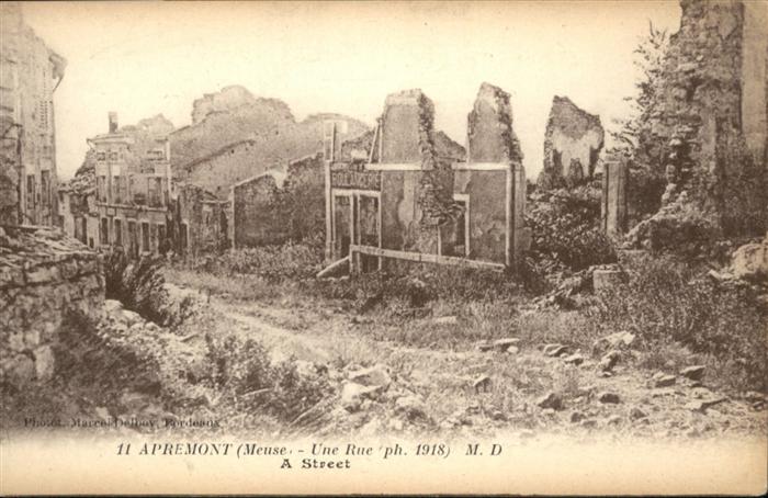 Apremont-la-Foret Une Rue WK1 Zerstörung Ruinen